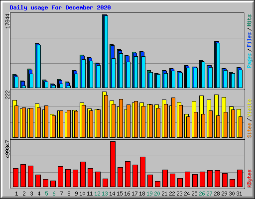Daily usage for December 2020