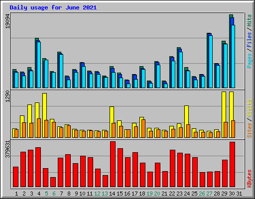 Daily usage for June 2021