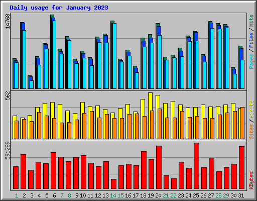 Daily usage for January 2023