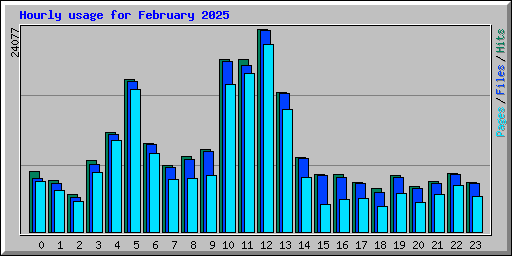 Hourly usage for February 2025